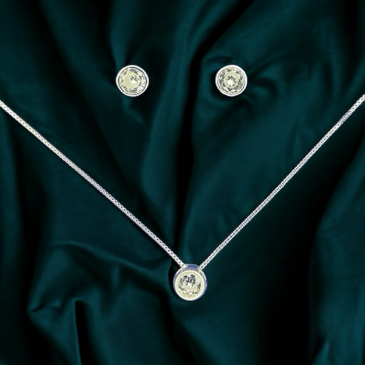 CONJUNTO DE PLATA FINA PUNTO DE LUZ CIRCÓN SIN VALIER