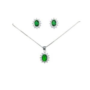 CONJUNTO DE PLATA FINA LADY DEE VERDE CON CIRCON