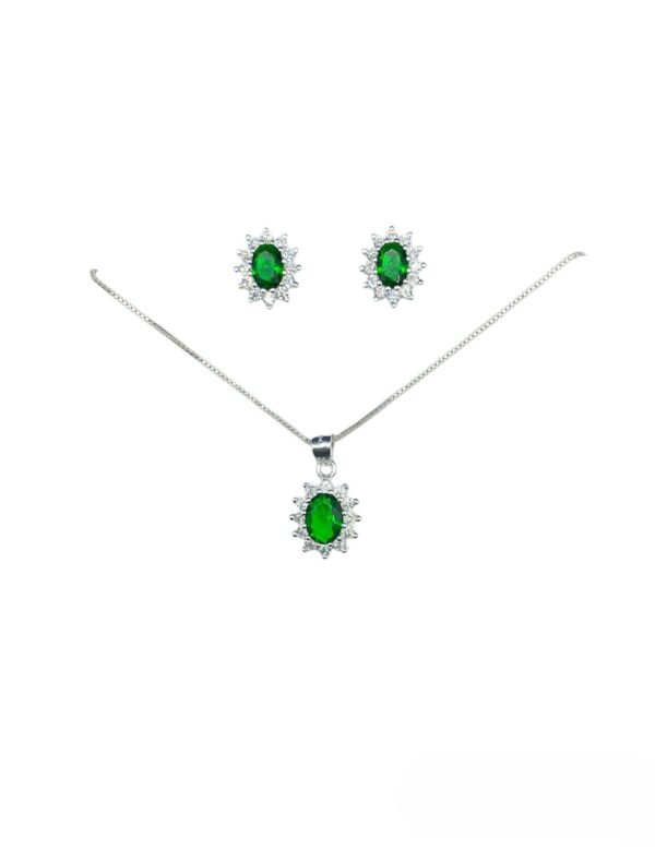 CONJUNTO DE PLATA FINA LADY DEE VERDE CON CIRCON