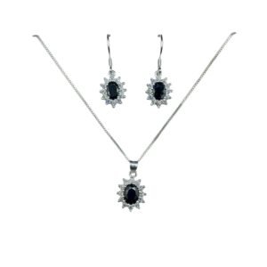 CONJUNTO DE PLATA FINA LADY DEE NEGRO CON CIRCON