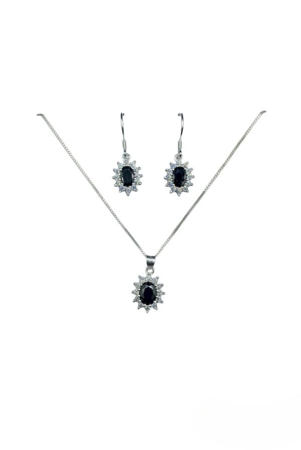 CONJUNTO DE PLATA FINA LADY DEE NEGRO CON CIRCON