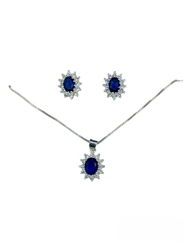 } CONJUNTO DE PLATA FINA LADY DEE AZUL CON CIRCON