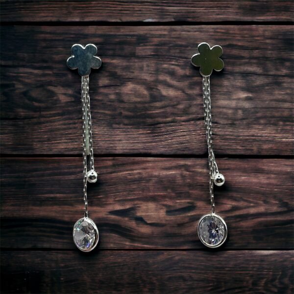 AOMY9893 AROS DE PLATA FINA CON CIRCON LARGOS