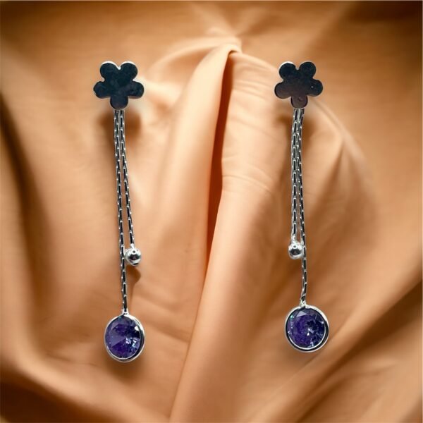 AROS DE PLATA FINA CON CIRCON LARGOS