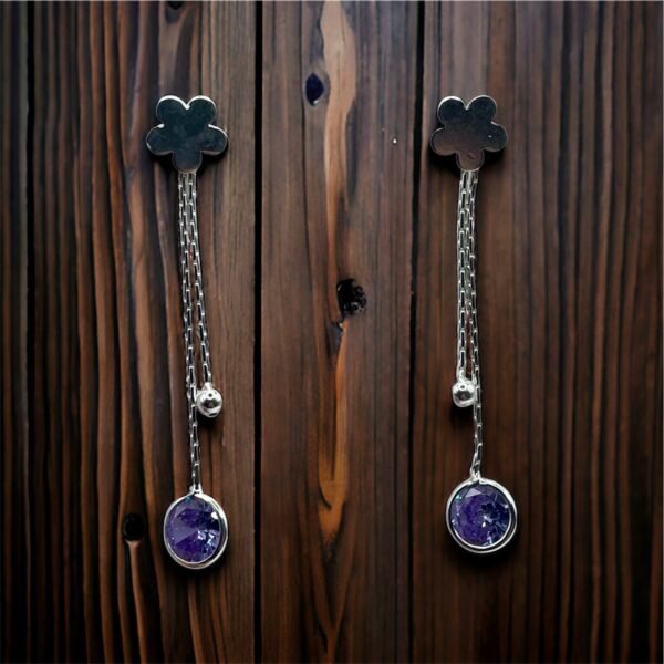 AROS DE PLATA FINA CON CIRCON LARGOS