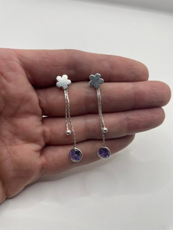 AROS DE PLATA FINA CON CIRCON LARGOS