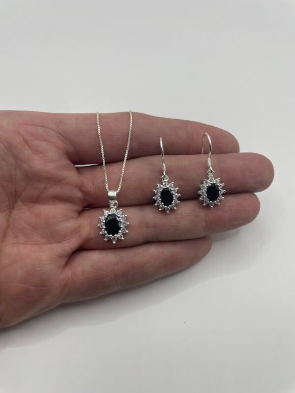 CONJUNTO DE PLATA FINA LADY DEE NEGRO CON CIRCON
