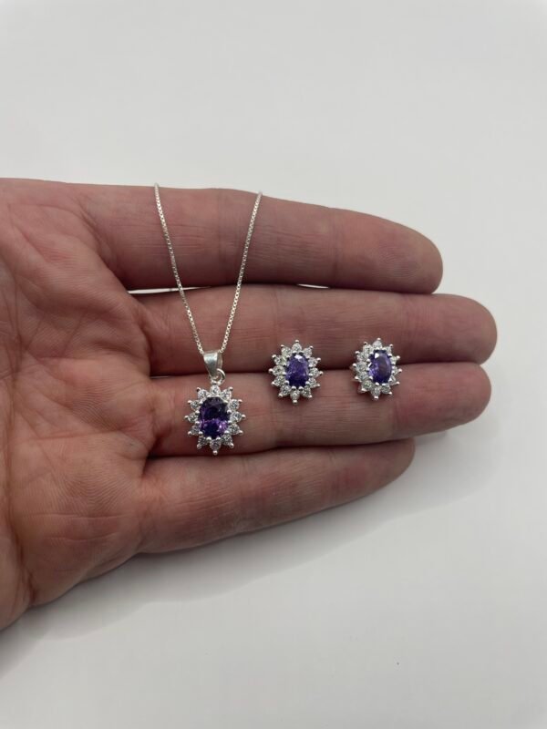 CONJUNTO DE PLATA FINA LADY DEE MORADO CON CIRCON