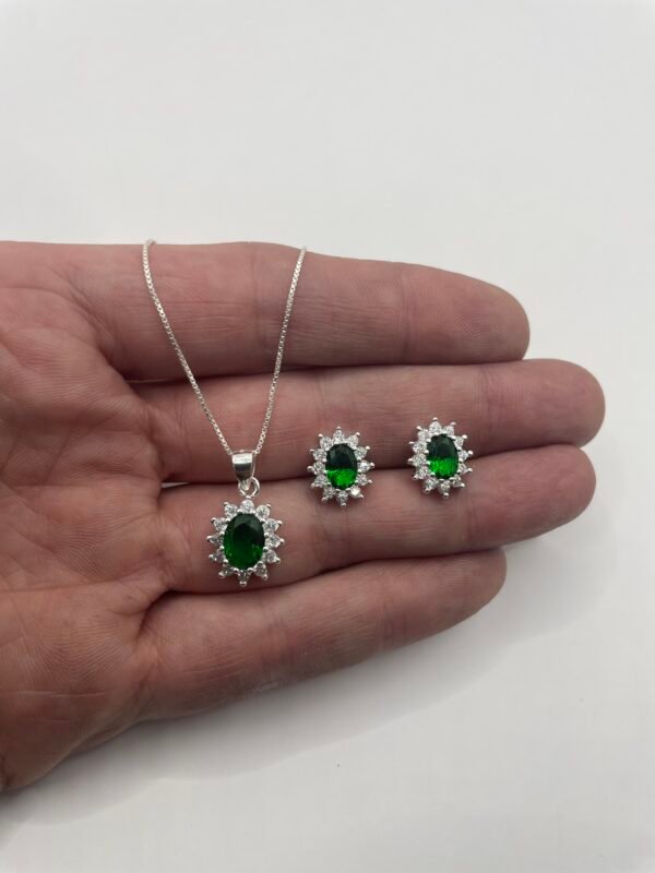 CONJUNTO DE PLATA FINA LADY DEE VERDE CON CIRCON