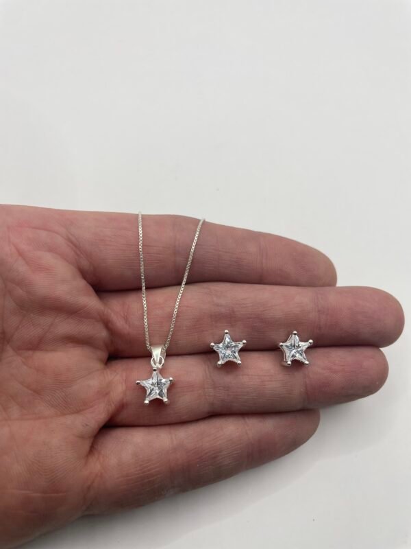 CONJUNTO DE PLATA FINA ESTRELLA CON CIRCON BLANCO