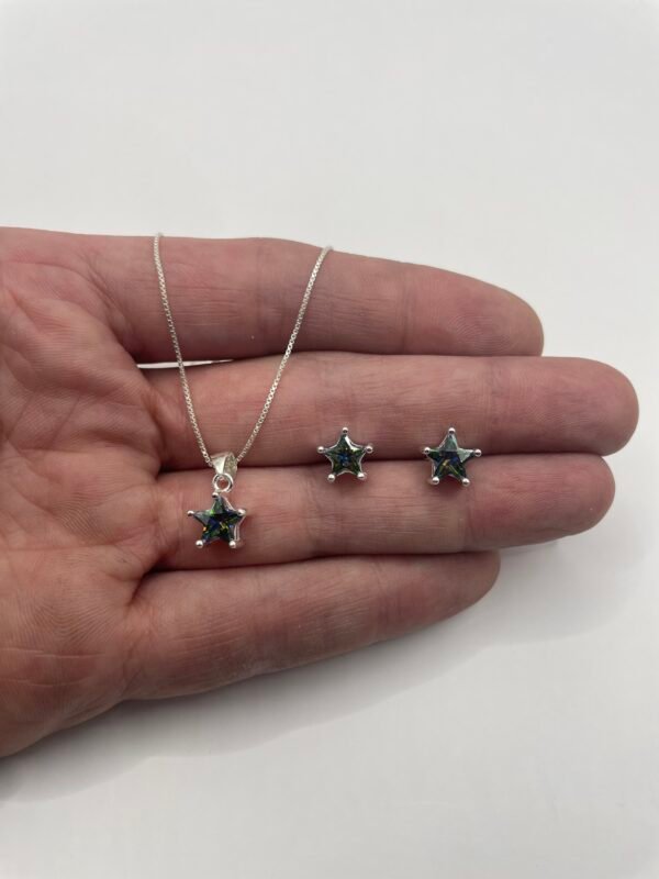 IMG_0875 CONJUNTO DE PLATA FINA ESTRELLA CON CIRCON TORNASOL