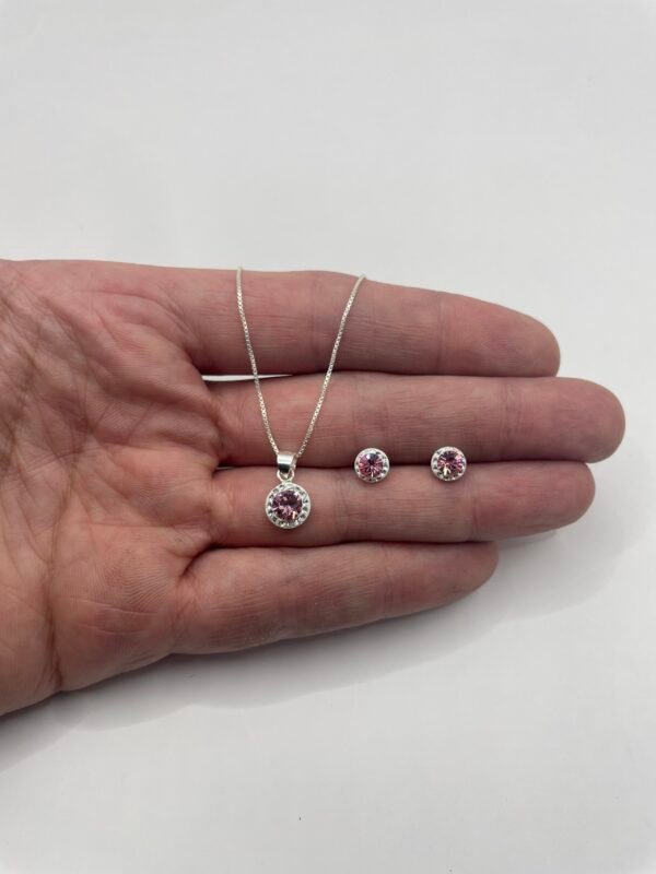 IMG_0878 CONJUNTO DE PLATA FINA CON CIRCON Y CRISTAL ROSADO