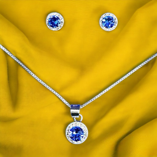 IMG_8196 CONJUNTO DE PLATA FINA CON CIRCON Y CRISTAL AZUL