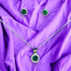 CONJUNTO DE PLATA FINA CON CIRCON Y CRISTAL DE COLOR VERDE