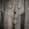CONJUNTO DE PLATA FINA CON CIRCON Y CRISTAL BLANCO