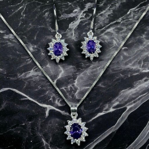 CONJUNTO DE PLATA FINA LADY DEE MORADO CON CIRCON