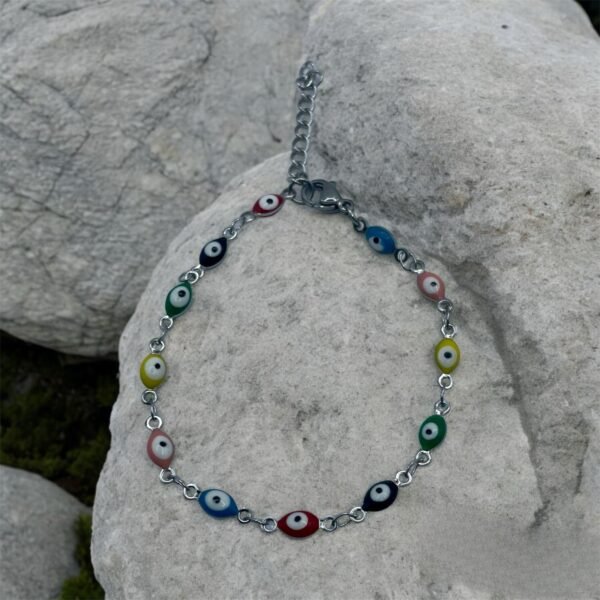 PULSERA EN ACERO QUIRURGICO OJOS MULTICOLOR