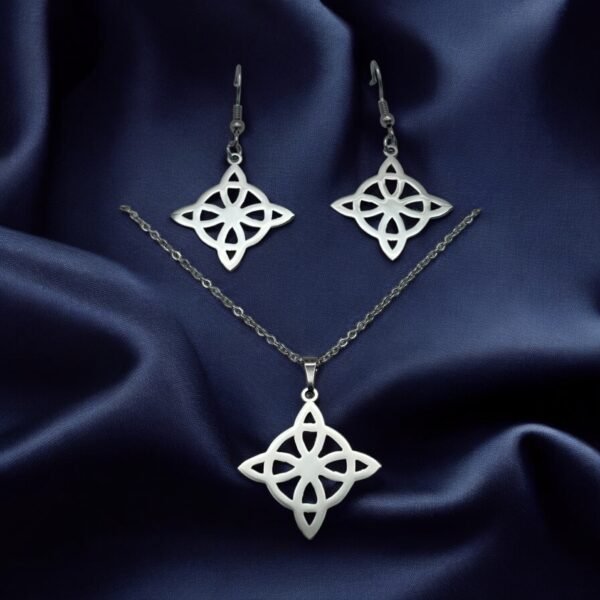 CONJUNTO EN ACERO QUIRURGICO NUDO DE BRUJAS