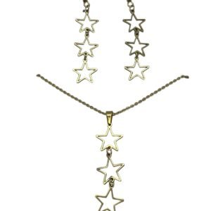 TERN1205 CONJUNTO EN ACERO QUIRURGICO ESTRELLAS LARGO DORADO