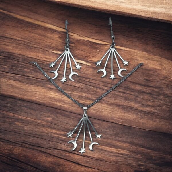 CONJUNTO EN ACERO QUIRURGICO LUNAS Y ESTRELLAS