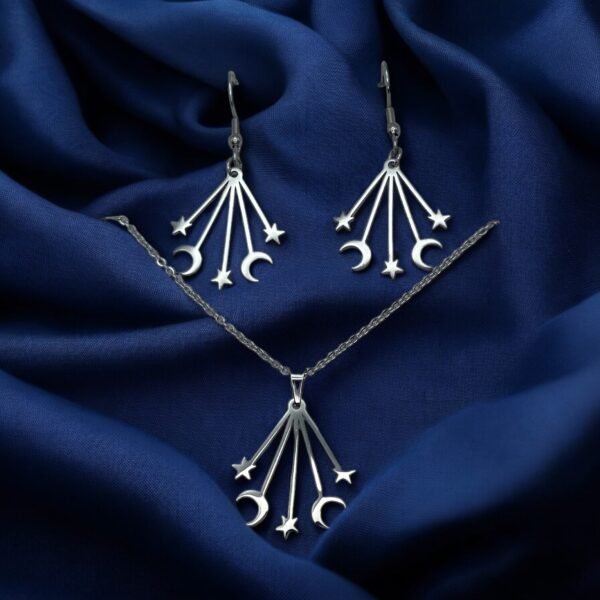 CONJUNTO EN ACERO QUIRURGICO LUNAS Y ESTRELLAS