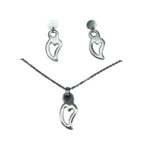 CONJUNTO EN ACERO QUIRURGICO CORAZON ALARGADO