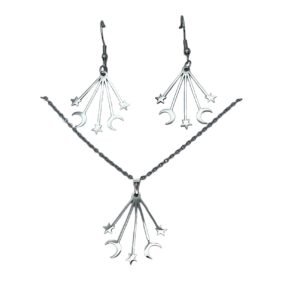 GLPS6097 CONJUNTO EN ACERO QUIRURGICO LUNAS Y ESTRELLAS