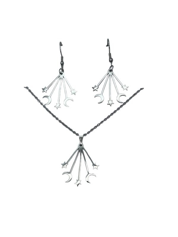 CONJUNTO EN ACERO QUIRURGICO LUNAS Y ESTRELLAS