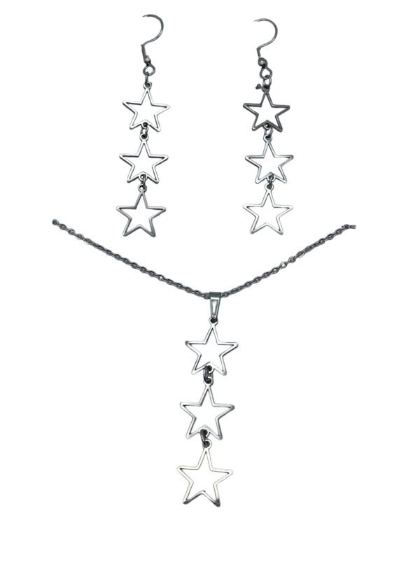 CONJUNTO EN ACERO QUIRURGICO ESTRELLAS LARGO