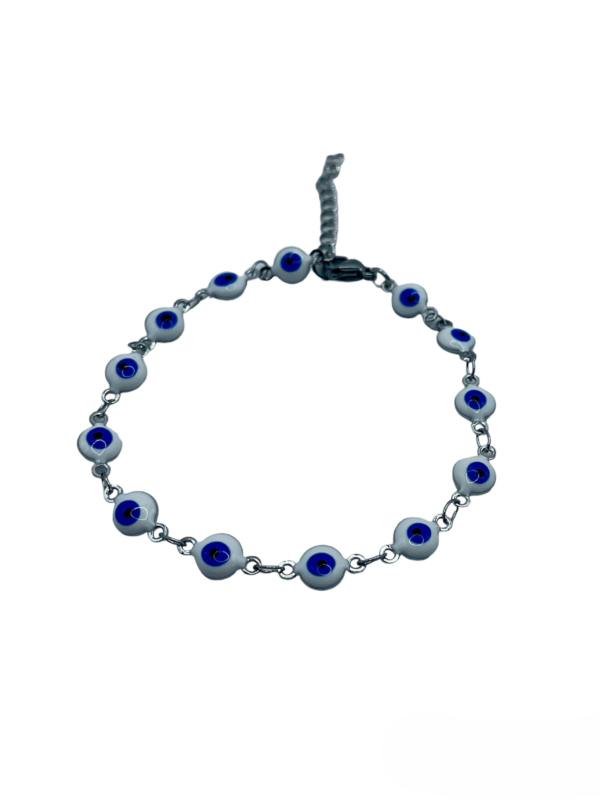 PULSERA EN ACERO QUIRURGICO OJOS BLANCOS