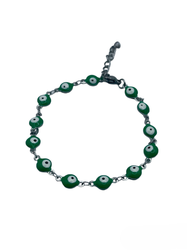 PULSERA EN ACERO QUIRURGICO OJOS VERDES