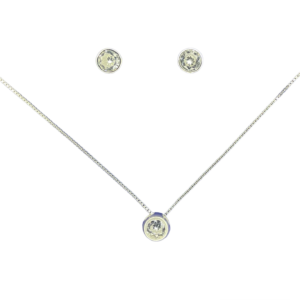 CONJUNTO DE PLATA FINA PUNTO DE LUZ CIRCÓN SIN VALIER