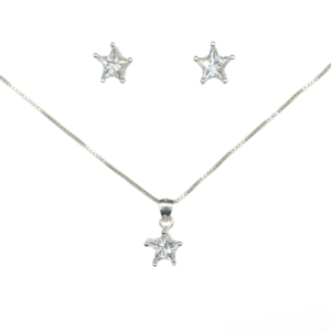 CONJUNTO DE PLATA FINA ESTRELLA CON CIRCON BLANCO
