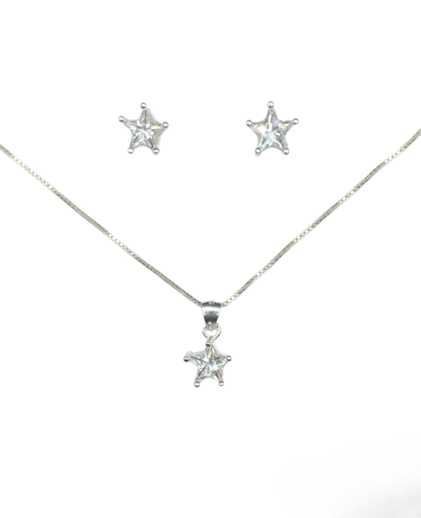 CONJUNTO DE PLATA FINA ESTRELLA CON CIRCON BLANCO