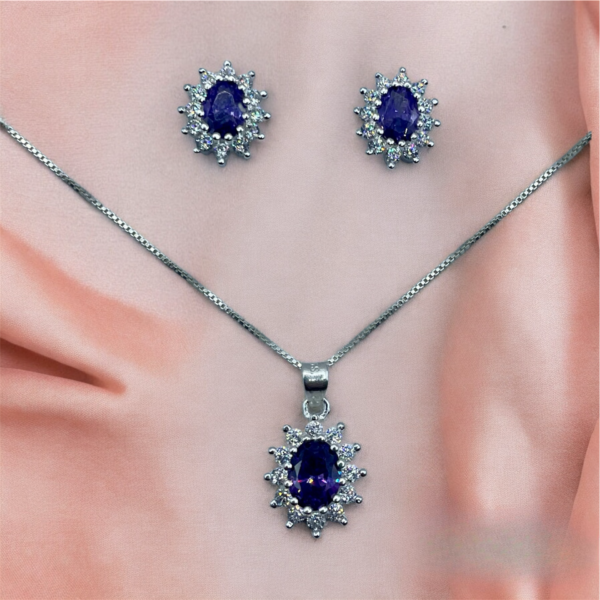 CONJUNTO DE PLATA FINA LADY DEE MORADO CON CIRCON