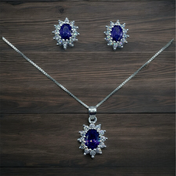 CONJUNTO DE PLATA FINA LADY DEE MORADO CON CIRCON