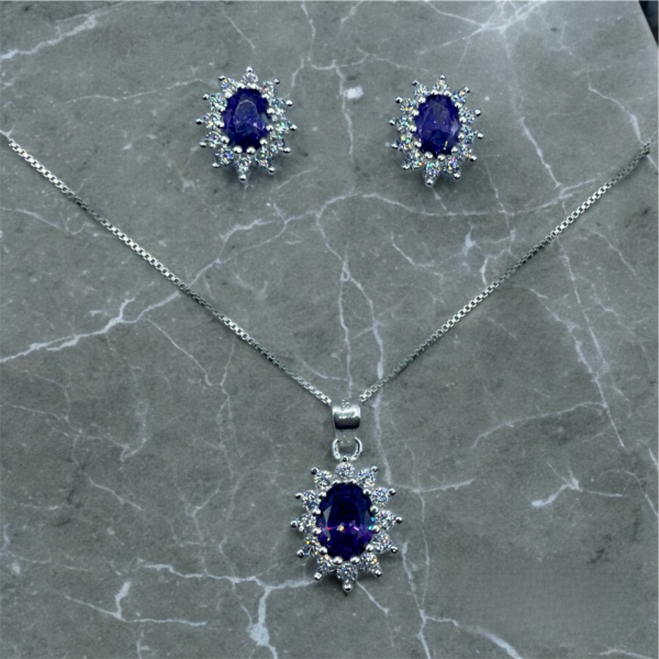 CONJUNTO DE PLATA FINA LADY DEE MORADO CON CIRCON