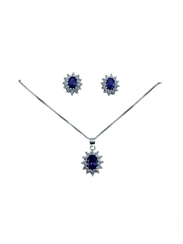 CONJUNTO DE PLATA FINA LADY DEE MORADO CON CIRCON