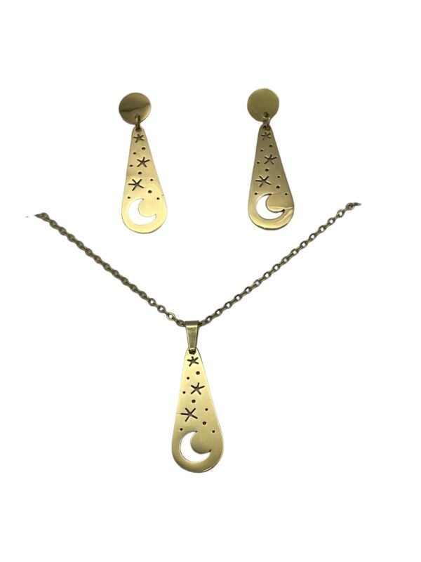 CONJUNTO EN ACERO QUIRURGICO UNIVERSO DORADO