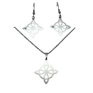 XLDN1284 CONJUNTO EN ACERO QUIRURGICO NUDO DE BRUJAS