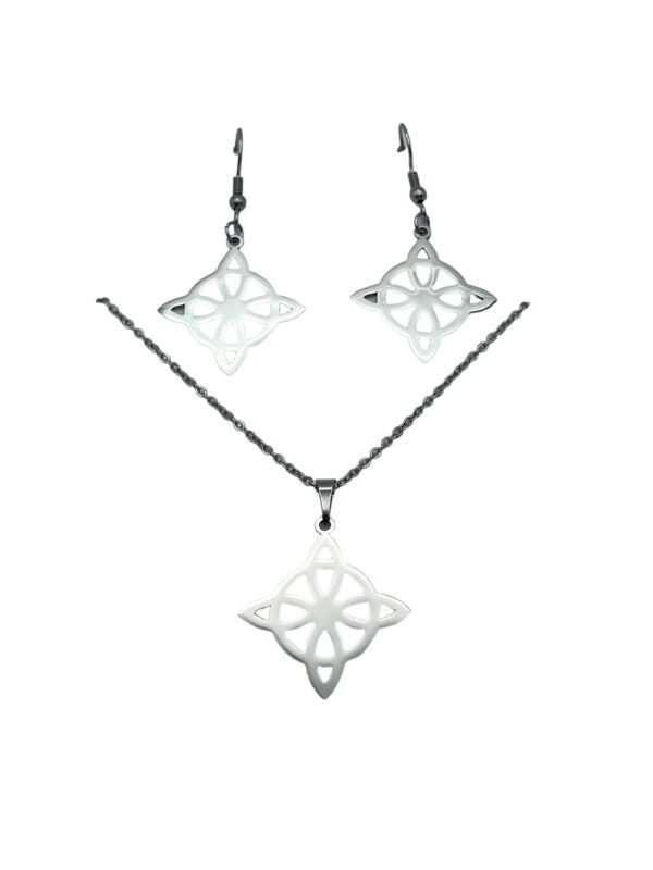 CONJUNTO EN ACERO QUIRURGICO NUDO DE BRUJAS