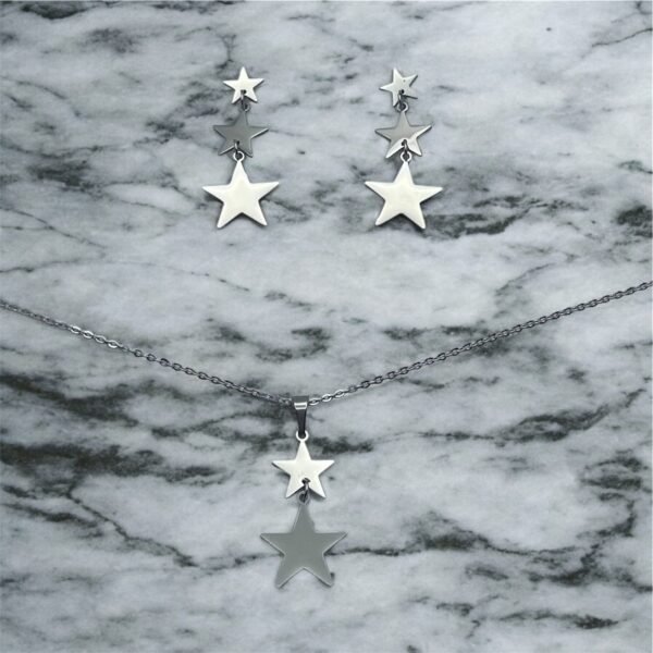 CONJUNTO EN ACERO QUIRURGICO ESTRELLAS DEGRADÉ