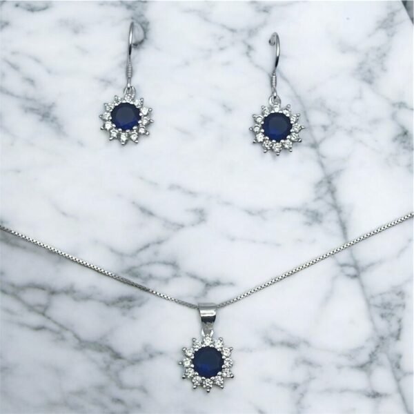 CQHS2613 CONJUNTO DE PLATA FINA LADY DEE AZUL CON CIRCON