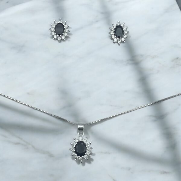 CONJUNTO DE PLATA FINA LADY DEE NEGRO CON CIRCON