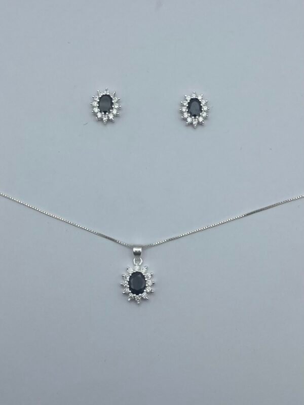 CONJUNTO DE PLATA FINA LADY DEE NEGRO CON CIRCON