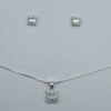 CONJUNTO DE PLATA FINA CON CIRCON Y CRISTAL CUADRADO BLANCO