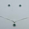 CONJUNTO DE PLATA FINA CON CIRCON Y CRISTAL DE COLOR VERDE