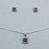 IMG_E1142 CONJUNTO DE PLATA FINA CON CIRCON Y CRISTAL CUADRADO FUCSIA