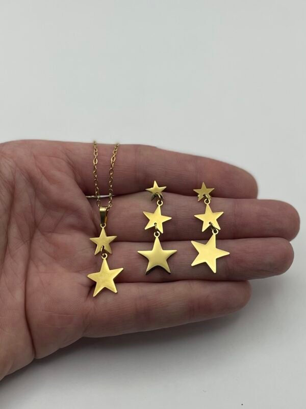 CONJUNTO EN ACERO QUIRURGICO ESTRELLAS DEGRADÉ DORADO