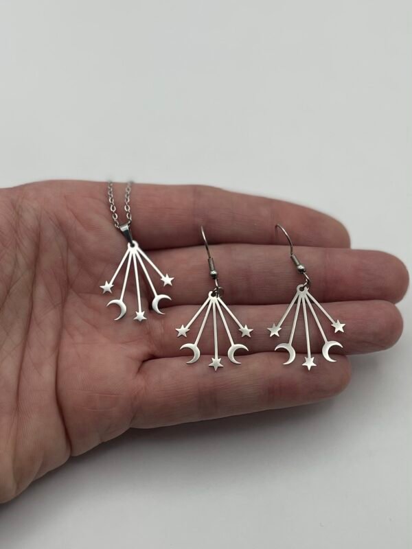 CONJUNTO EN ACERO QUIRURGICO LUNAS Y ESTRELLAS
